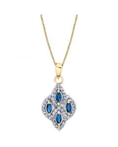 Sapphire (1/2 ct. t.w.) & Diamond (1/3 ct. t.w.) Quatrefoil 18" Pendant Necklace in 14k Gold