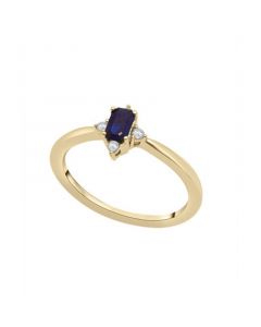 Blue Sapphire and White Sapphire Ring in 14K Yellow Gold Over Sterling Silver