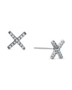 Cubic Zirconia Pavé X Stud Earrings in Sterling Silver, Created for Macy's