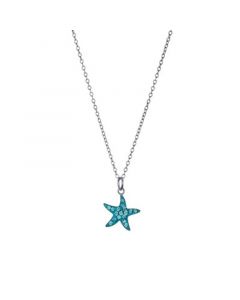 Crystal Starfish Pendant Necklace (0.07 ct. t.w.) in Sterling Silver