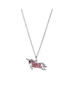 Crystal Unicorn Pendant Necklace (0.11 ct. t.w.) in Sterling Silver