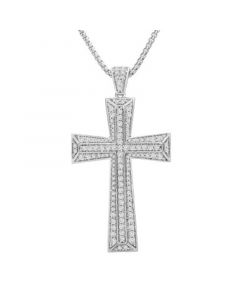 Men's Diamond Cross 22" Pendant Necklace (1 ct. t.w.) in 14k Gold-Plated Sterling Silver  or Sterling Silver