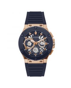 Men's Navy Silicone Strap, Multi-Function Watch, 44mm