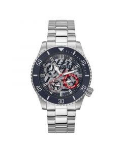 Men's Silver-Tone Stainless Steel Bracelet, Multi-Function Watch, 45mm