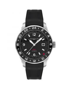 Men's Swiss Automatic 1858 GMT Black Rubber Strap Watch 42mm