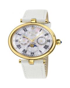 Women's Florence Swiss Quartz Italian White Leather Strap Watch 36mm