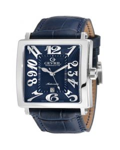 Men's Avenue of Americas Swiss Automatic Italian Blue Leather Strap Watch 44mm