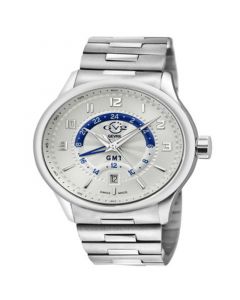 Men's Giromondo Swiss Quartz Silver-Tone Stainless Steel Bracelet Watch 42mm