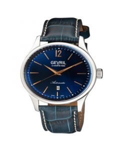 Men's Five Points Swiss Automatic Italian Blue Leather Strap Watch 43mm