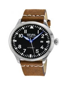 Men's Vaughn Swiss Automatic Italian Rust Brown Leather Strap Watch 44mm