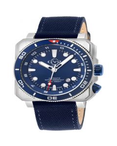 Men's Xo Submarine Swiss Automatic Blue Canvas Strap Watch 44mm