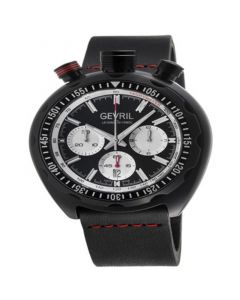 Men's Canal Street Chrono Swiss Automatic Italian Black Leather Strap Watch 48mm