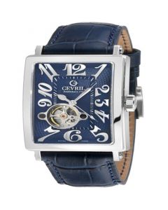 Men's Avenue of Americas Intravedere Swiss Automatic Italian Blue Leather Strap Watch 44mm