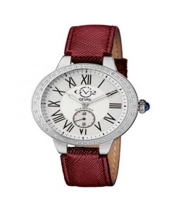 Women's Astor Swiss Quartz Burgundy Genuine Leather Strap Watch 40mm