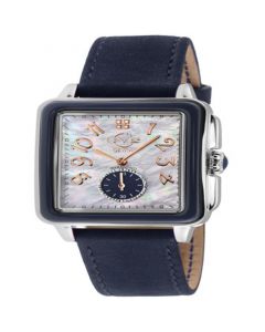 Women's Bari Enamel Swiss Quartz Italian Blue Leather Strap Watch 34mm