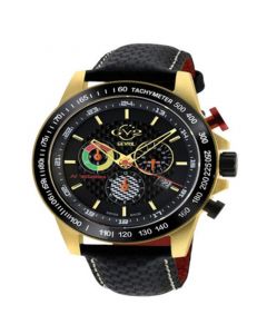 Men's Scuderia Swiss Quartz Italian Black Leather Strap Watch 45mm