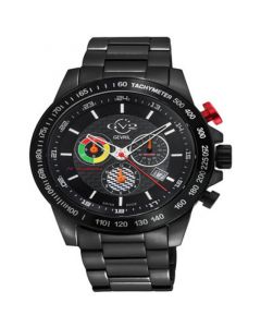 Men's Scuderia Swiss Quartz Black Stainless Steel Bracelet Watch 45mm