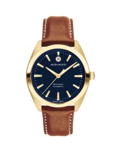 Men's Heritage Datron Swiss Automatic Cognac Genuine Leather Strap Watch 40mm