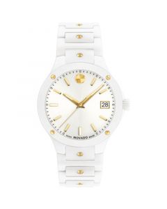 Women's Se Swiss Quartz White Ceramic Yellow Physical Vapor Deposition Bracelet Watch 33mm