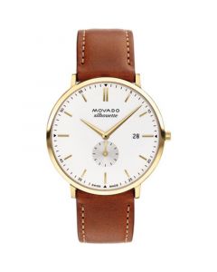 Men's Heritage Silhouette Swiss Quartz Cognac Genuine Leather Strap Watch 40mm