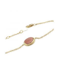 Genuine Coral Chain Bracelet in 14k Yellow Gold