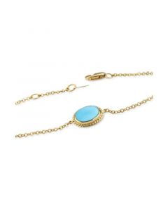 Genuine Sleeping Beauty Turquoise Chain Bracelet in 14k Yellow Gold