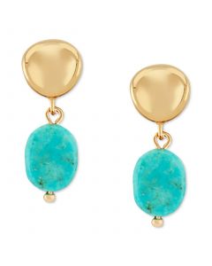 Turquoise & Nugget Sculptural Drop Earrings in 14k Gold