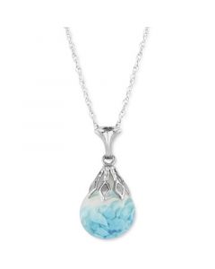 Turquoise Flake Bulb 18" Pendant Necklace in Sterling Silver