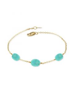 Sleeping Beauty Turquoise Nugget Station Link Bracelet in 14k Gold