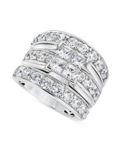 Diamond Princess & Round 3-Pc Bridal Set (4 ct. t.w.) in 14k White Gold