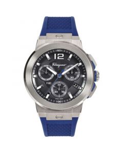 Men's Swiss Chronograph F-80 Blue Silicone Strap Watch 44mm