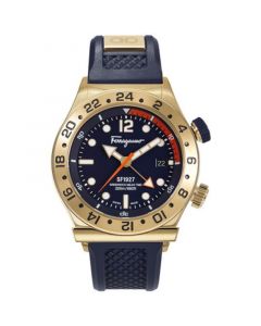 Men's Swiss 1927 GMT Blue Silicone Strap Watch 44mm