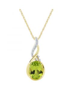 Peridot (1-9/10 ct. t.w.) & Diamond Accent 18" Pendant Necklace in Two-Tone Gold