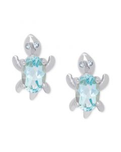 Blue Topaz Turtle Stud Earrings (1-1/8 ct t.w.) in Sterling Silver