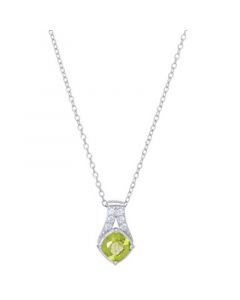 Peridot (1-1/5 ct. t.w.) & Lab-Created White Sapphire (1/5 ct. t.w.) 18" Pendant Necklace in Sterling Silver