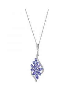 Tanzanite (2-1/5 ct. t.w.) & Diamond (1/6 ct. t.w.) Flower Swirl 18" Pendant Necklace in 14k White Gold