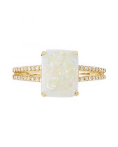 Opal (1-3/4 ct. t.w.) & Diamond (1/10 ct. t.w.) Ring in 14k Gold