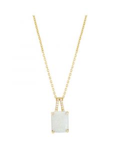 Opal (1-3/4 ct. t.w.) & Diamond (1/20 ct. t.w.) 18" Pendant Necklace in 14k Gold