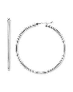 Polished Tube Medium Hoop Earrings in 14K White Gold (45mm)