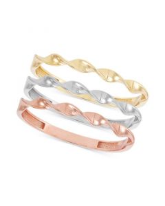 3-Pc. Set Twisted Stackable Bands in 10k Tricolor Gold, Created for Macy's