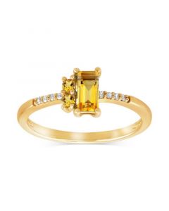 Citrine (3/8 ct.tw.) and Diamond (1/20 ct. t.w) Ring in 14k Yellow Gold