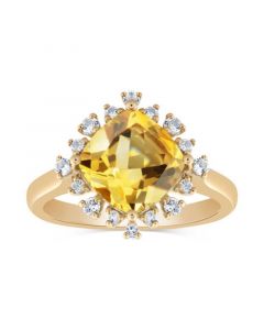 Citrine (2-1/5 ct.tw.) and Diamond (1/5 ct.tw.) Ring in 14k Yellow Gold