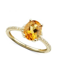 Citrine (1-5/8 ct. t.w.) & Diamond (1/8 ct. t.w.) Ring in 14k Gold