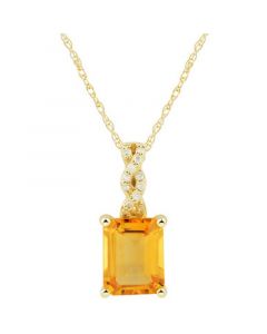 Citrine (2-1/6 ct. t.w.) & Diamond (1/20 ct. t.w.) Braided Bale 18" Pendant Necklace in 14k Gold