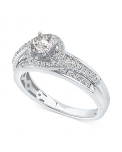 Diamond Swirl Engagement Ring (1 ct. t.w.) in 14k White Gold