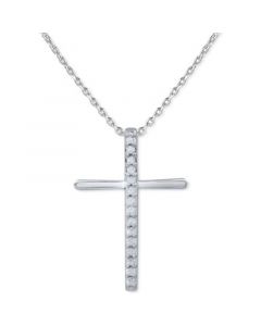 Diamond Cross 18" Pendant Necklace (1/10 ct. t.w.) in Sterling Silver or Sterling Silver & 14k Gold-Plate