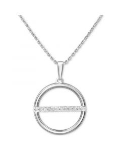 Diamond Circle Bar 18" Pendant Necklace (1/10 ct. t.w.) in Sterling Silver or 14k Gold-Plated Sterling Silver