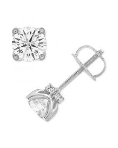 Certified Diamond Stud Earrings (1 ct. t.w.) in 14k White Gold featuring diamonds with the De Beers Code of Origin, Created for Macy's