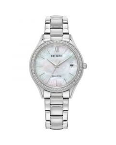 Eco-Drive Women's Crystal Stainless Steel Bracelet Watch  34mm