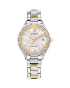 Eco-Drive Women's Crystal Two-Tone Stainless Steel Bracelet Watch 34mm